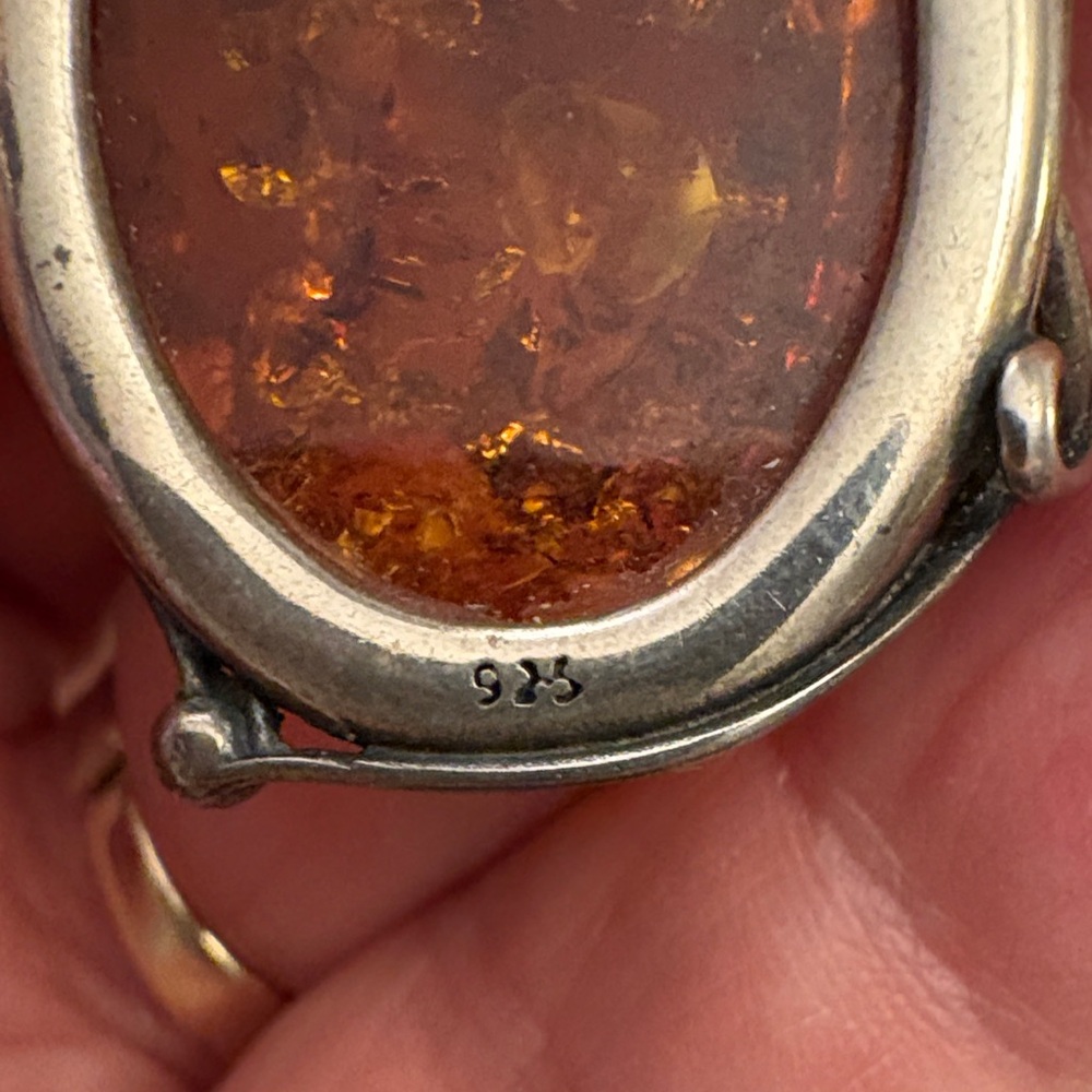 Amber and Silver Necklace and Earring Set - Picture 5 of 13
